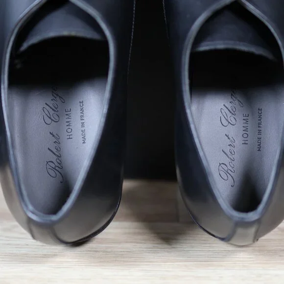 Robert Clergerie Shoes Men Size 8.5 Black Derby Leather Plain Toe Made in France Robert Clergerie Made in France Dover Black Calf Derbies : r  main image 2